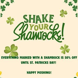 EVERYTHING WITH A SHAMROCK NEXT TO IT IS 50% OFF NOW UNTIL ST. PATRICKS DAY!